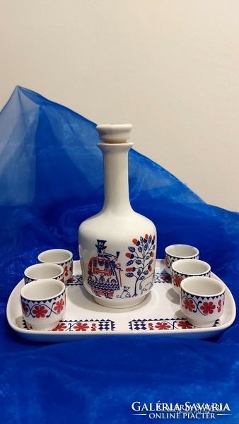 Retro lowland porcelain, drink set for 6 people, with tray