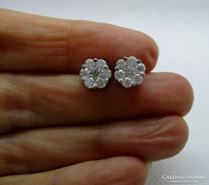 Gyönyörű valódi moissanit gyémánt köves margaréta fülbevaló 1,12ct