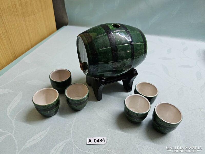 A0484 ceramic wine barrel with 6 cups