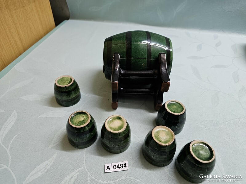 A0484 ceramic wine barrel with 6 cups