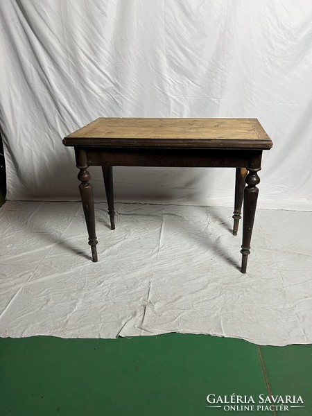 Antique Neo-Renaissance pewter table can be pulled out