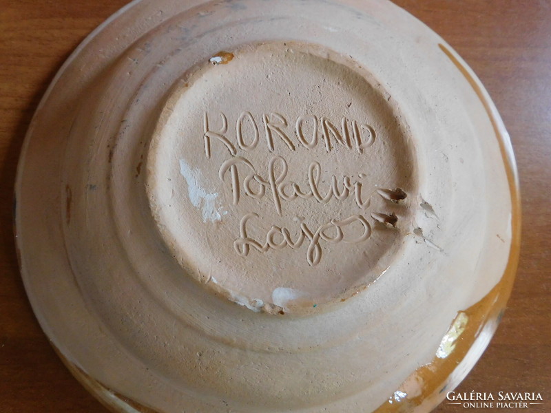 Tófalvi Lajos, Korond -  kék madaras tányér 20.5 cm