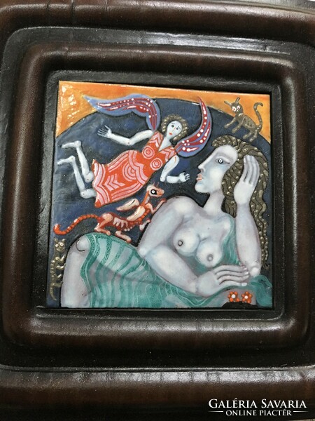Fantastic fire enamel picture with mythological symbolism !! For collectors!!
