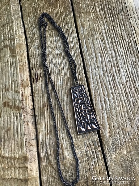 Old applied art knocker László copper necklace with pendant
