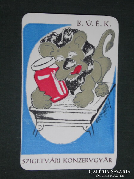 Card calendar, szigetvár cannery, graphic artist, lion, 1983, (1)