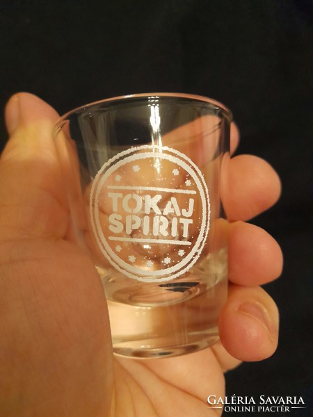 Half glass with 4 Tokaj spirit inscriptions