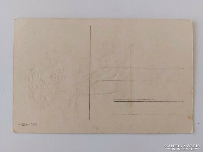 Régi képeslap dombornyomott levelezőlap zenélő katica