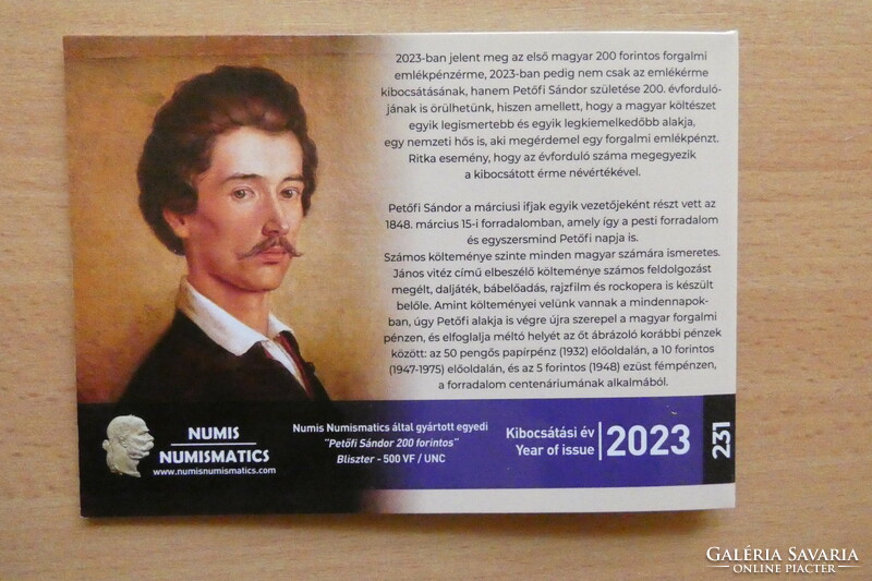 2023 Petőfi Sándor 200 Ft bliszter UNC!