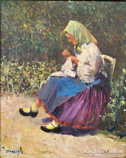 Turmayer Sándor (1879 - 1953) Varró Menyecske c. festménye Eredeti Garanciával!