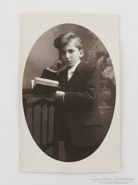 Old postcard 1918 photo postcard little boy
