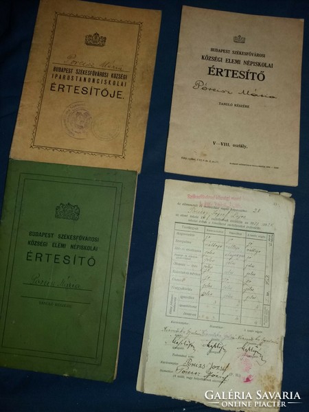 Antique, the former Póreisz familia elementary and civil school bulletins, 4 in one, as shown in the pictures