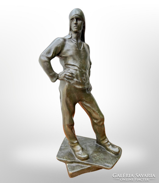 CONSTANTIN-ÉMILE MEUNIER  (1831-1905) dokkmunkás bronz szobra