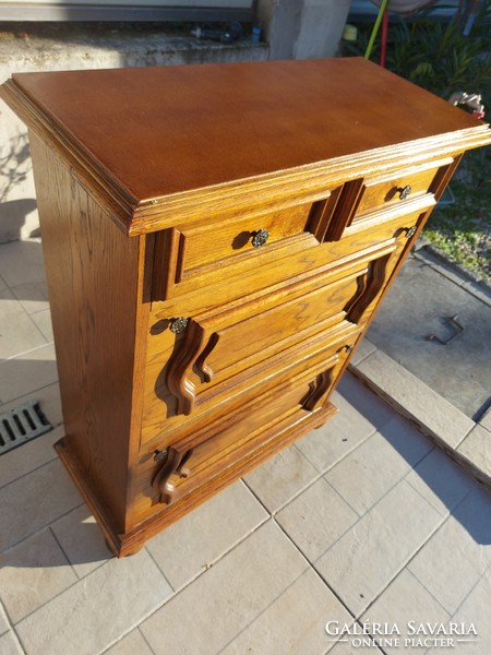 Oak shoe cabinet with 2 drawers and 2 compartments for sale. Furniture is in good condition, no scratches. Dimensions: 75 cm