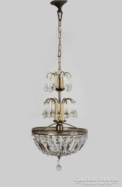 Half lamp chandelier with crystal pendants