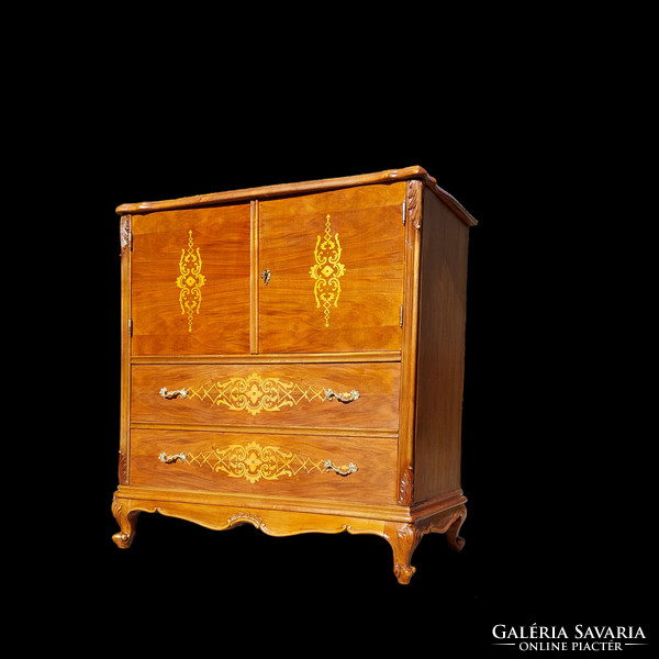 Inlaid neo-baroque chest of drawers