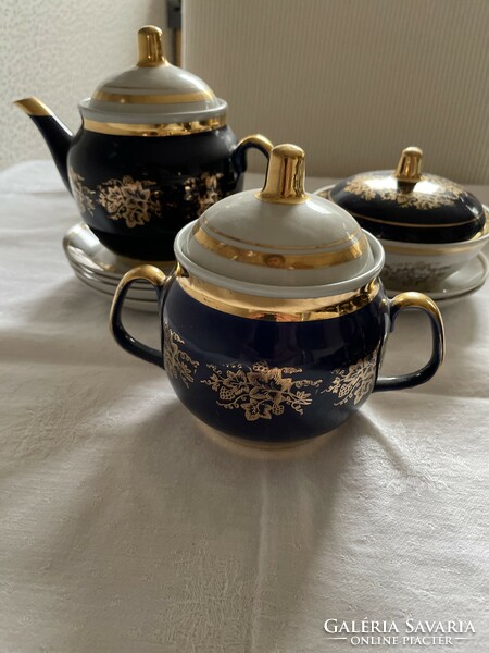 Cobalt blue-gold Russian, Soviet tea set for 6 people