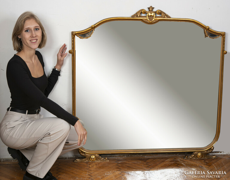 Large console mirror with gilded frame