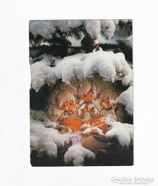 K:015 Karácsony képeslap postatiszta (ázott sérült)