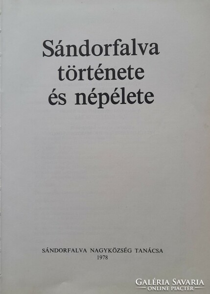 The history and folk life of Sándorfalva