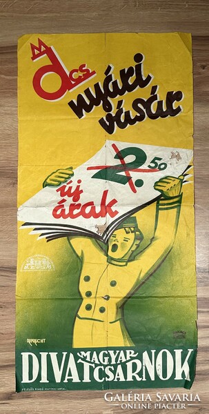 Hungarian fashion hall advertising poster 1936 rarity!!