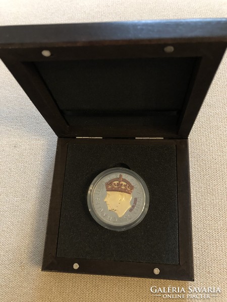Britannia 2023 1 oz silver coin bunc iii. Charles, ruthenium plated, gilt, 3d