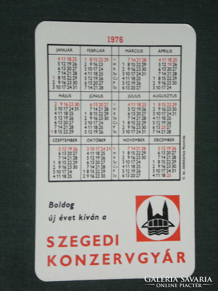 Kártyanaptár, Szeged konzervgyár,1976 ,  (1)