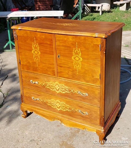 Inlaid neo-baroque chest of drawers