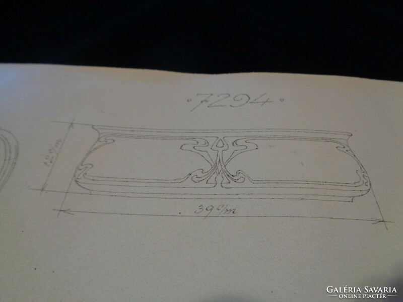 Zsolnay , eredeti , gyártási terv rajz  a  /  7294. forma számhoz  /  34 x 21 cm
