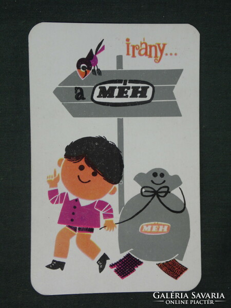 Kártyanaptár,MÉH hulladékkezelő vállalat,grafikai rajzos,humoros,1972 ,  (1)