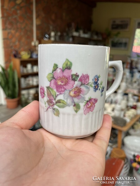 Zsolnay beautiful floral porcelain mug rustic decoration, nostalgia