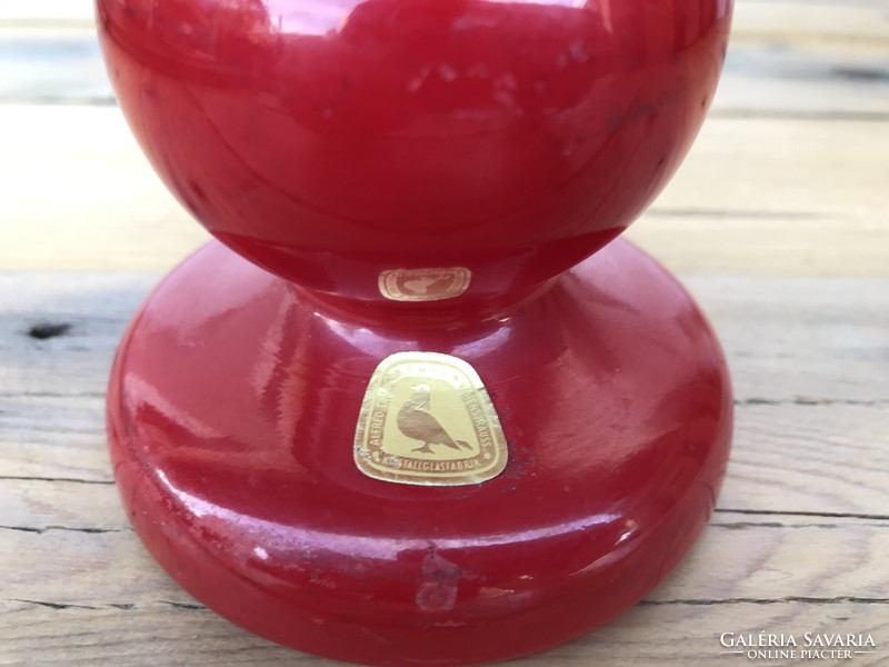 Alfred taube glass candle holder red candle holder