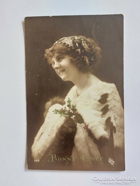 Old postcard 1913 photo postcard lady