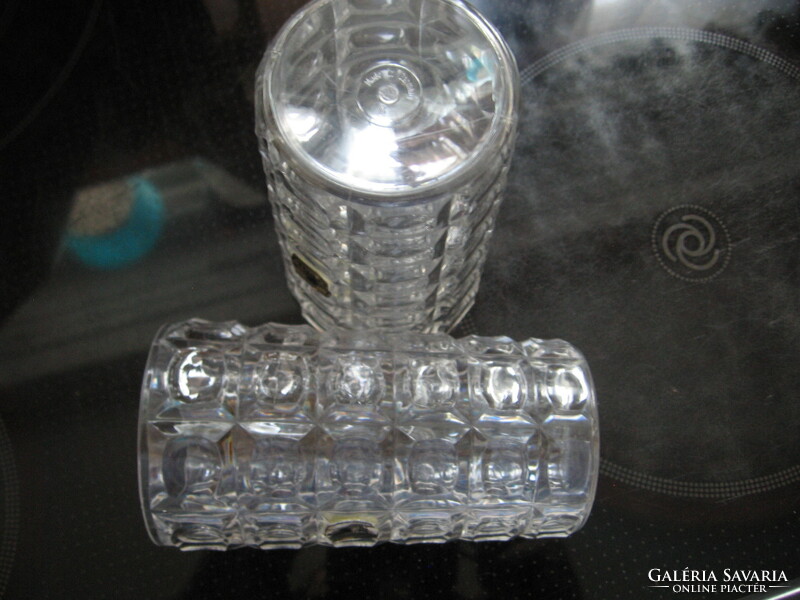 Kristály hatású retro Carré műanyag váza, pohár pár