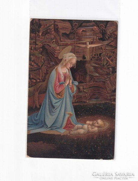 K:076 Karácsonyi Antik képeslap postatiszta vallásos (Stengel copy)