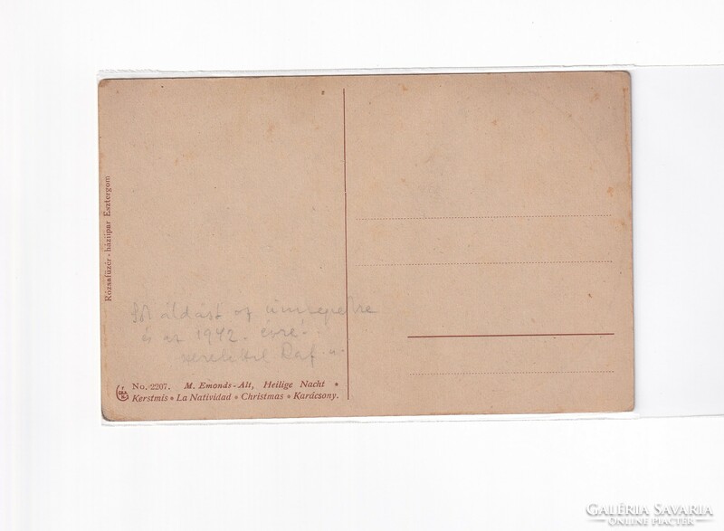 K:076 antique Christmas postcard post clean religious (pencil marks)