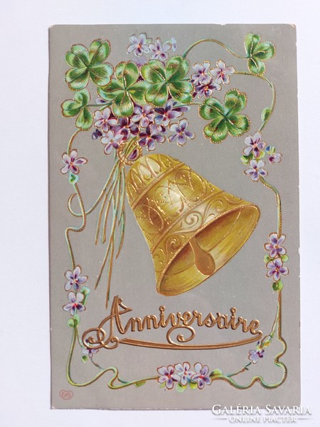 Old postcard 1909 postcard clover bell violet