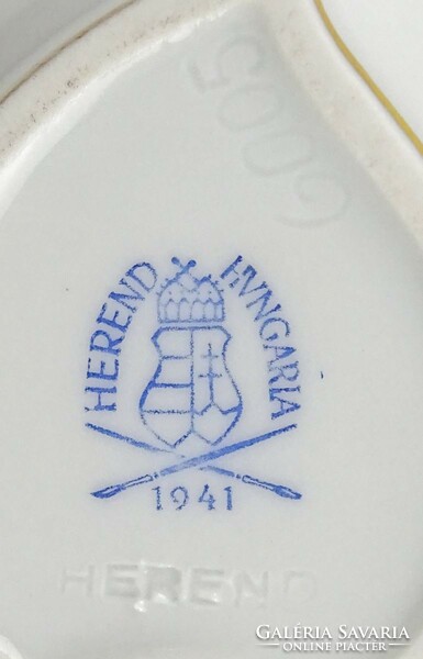 1P269 Régi Eton mintás Herendi porcelán szív alakú bonbonier 1941