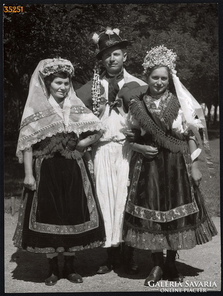 Larger size, photo art work by István Szendrő. In folk costume, 1930s.