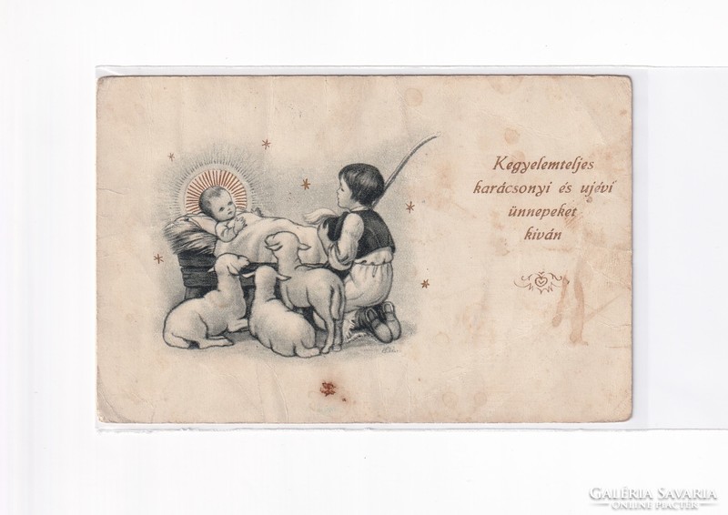 K:085 Karácsonyi Antik képeslap 1944 Fekete-fehér