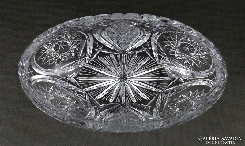 1P266 Ovális alakú kristály asztalközép kínáló tál 20.5 cm