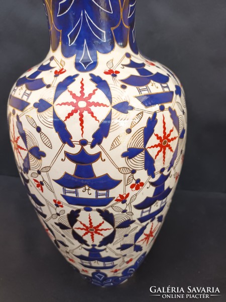 33 cm Magas Antik Zsolnay Váza Japanizáló Dekorral
