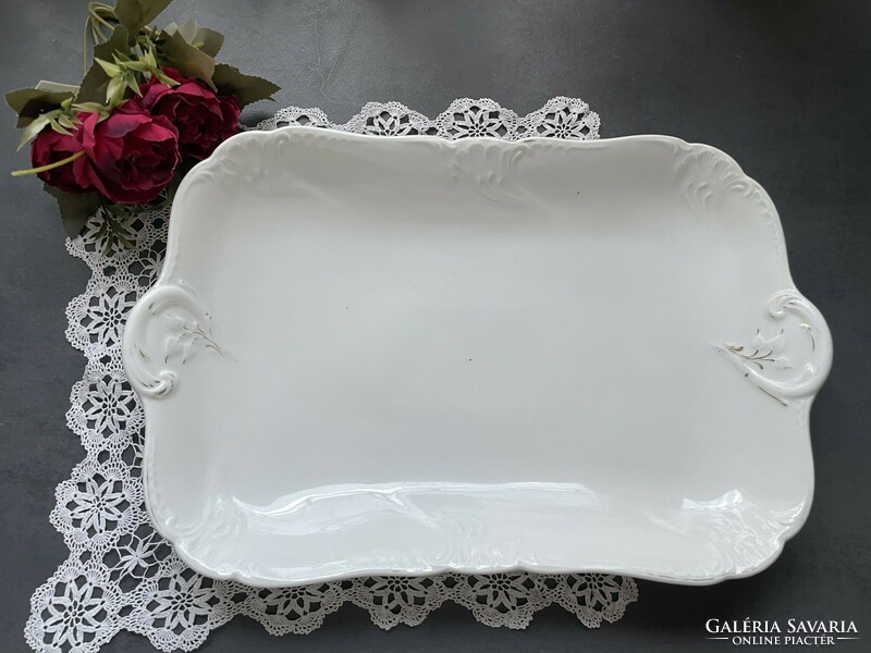 Snow white, old porcelain tray, convex pattern, large serving bowl