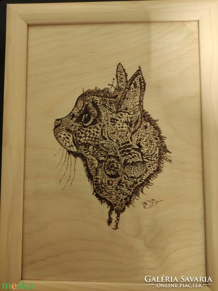 Wall picture made with pyrography