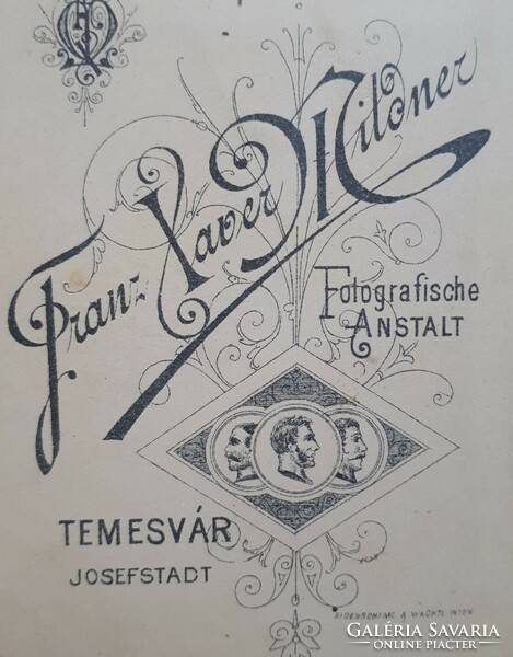 Visiting card of a lady with her child - f.X.Mildner from the light office of Temesvár, 1893