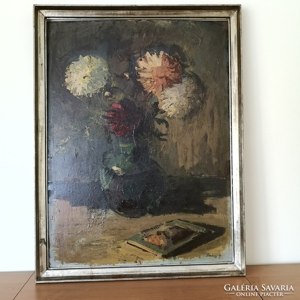 Palicz József : Csendélet 86 x 66 cm olaj festmény