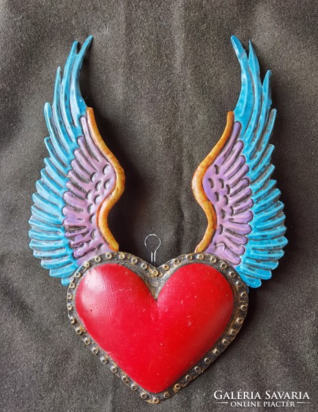 Handmade mexican san miguel winged heart, sacred heart