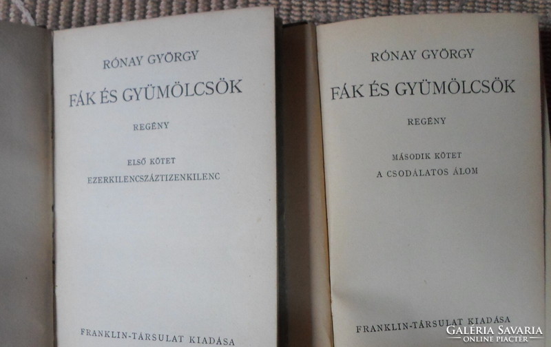 Rónay György: Fák és gyümölcsök I-II. (Franklin, 1941) – régi magyar regény