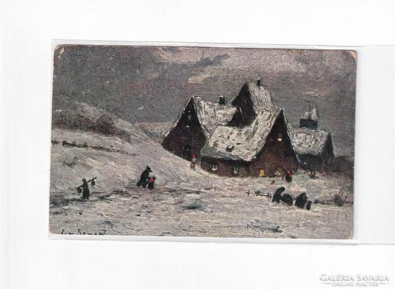 K:101 antique Christmas postcard 02 pictures with a painting effect