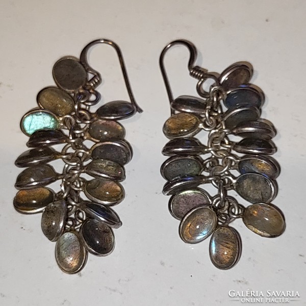 Action! Cluster of grapes labradorite stone silver earrings 16ct