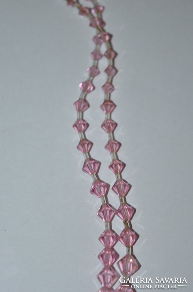 2 Rows of beautiful pink polished glass necklaces